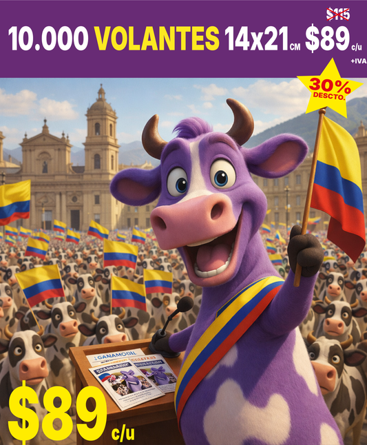 10.000 Volantes, tamaño 14x21 cm $89 c/u