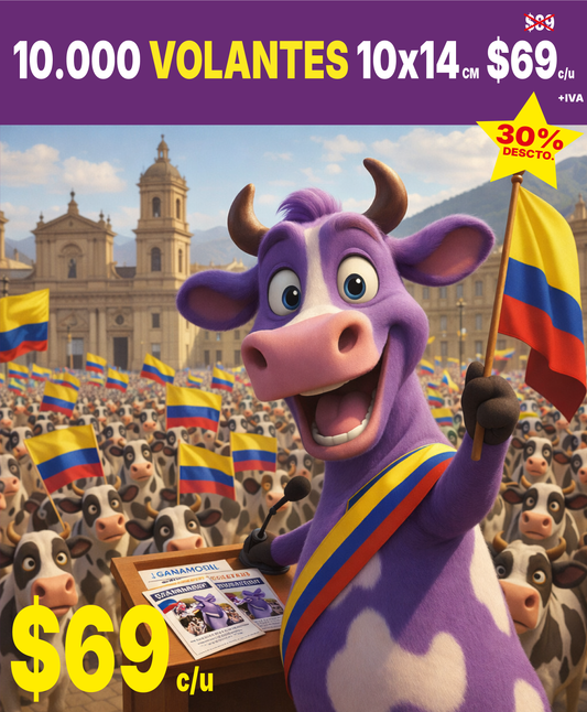 10.000 Volantes, tamaño 10x14 cm $69 c/u